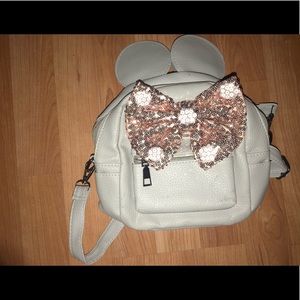 Grey Minnie Mouse custom made backpack